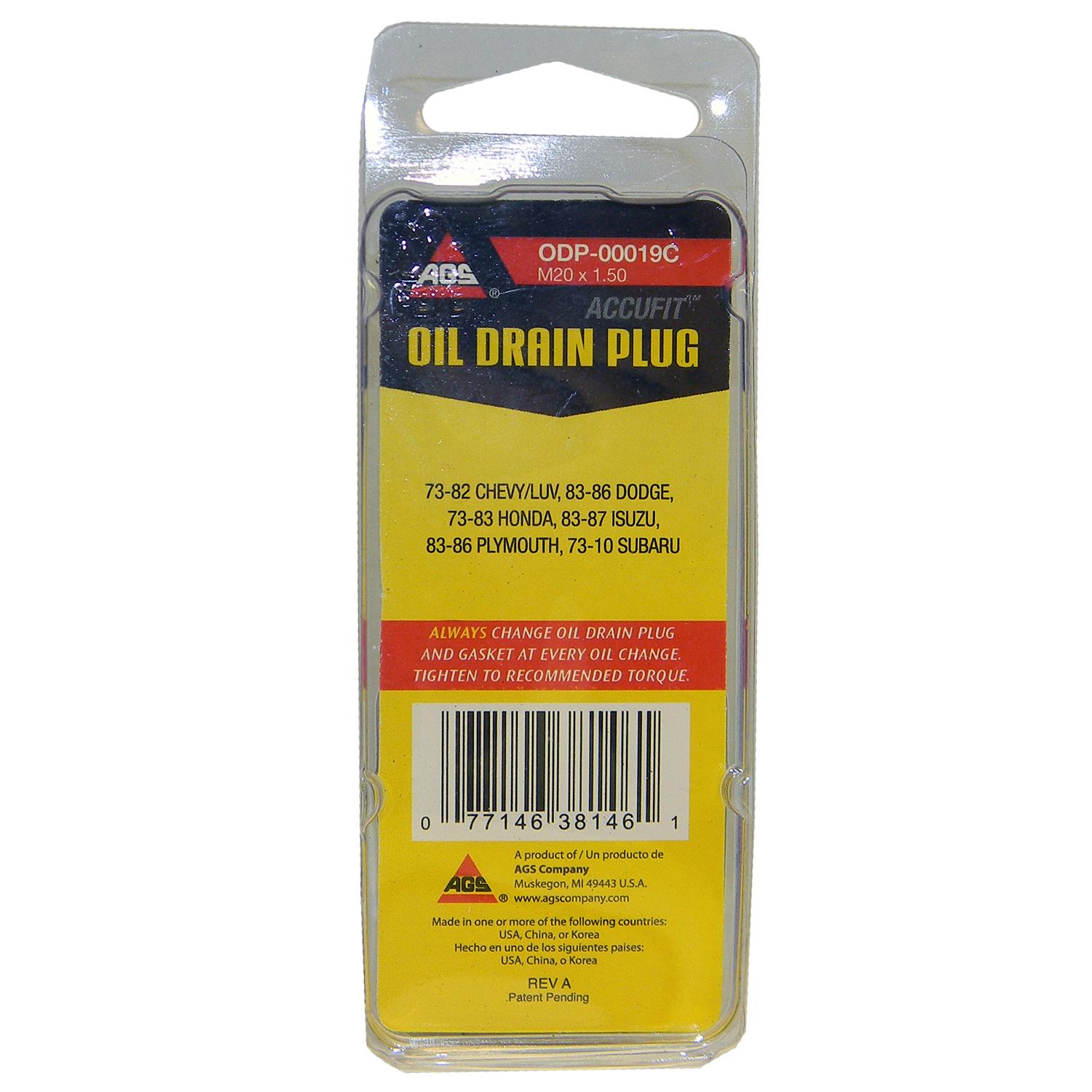 American Grease Stick (AGS) ODP00019C Engine Oil Drain Plug product image 3 of 3