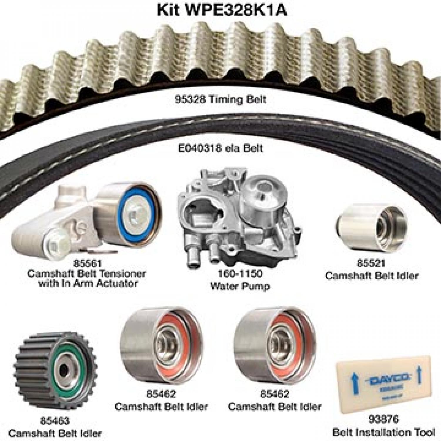 Dayco WPE328K1A Engine Timing Belt Kit with Water Pump product image 1 of 1