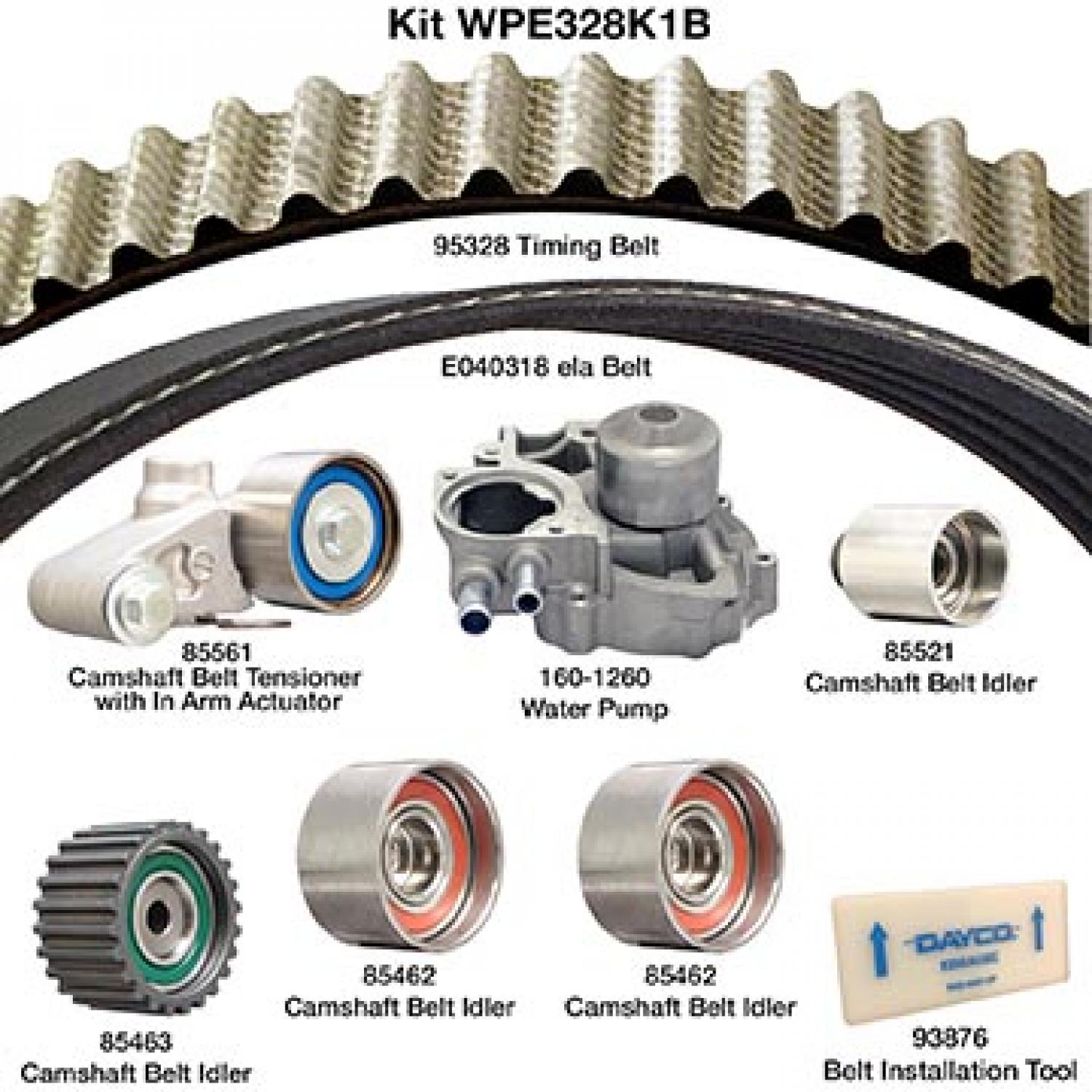 Dayco WPE328K1B Engine Timing Belt Kit with Water Pump product image 1 of 1