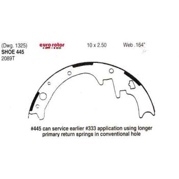 1974 Dodge B200 Van Drum Brake Shoe Rear Eurorotor 445 image 1 of 1