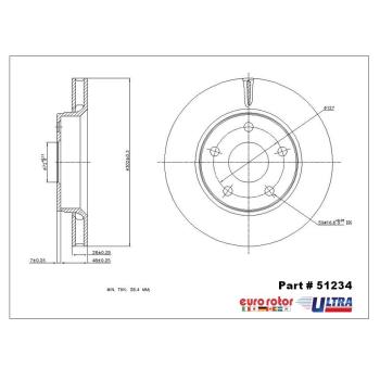 2017 Jeep Wrangler Disc Brake Rotor Front Eurorotor 51234 image 1 of 1