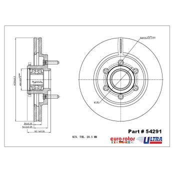 2007 Lincoln Mark LT Disc Brake Rotor and Hub Assembly Front Eurorotor 54291 image 1 of 1
