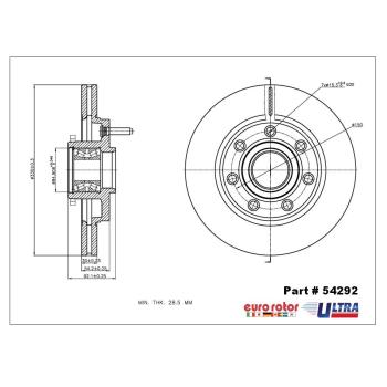 2007 Lincoln Mark LT Disc Brake Rotor and Hub Assembly Front Eurorotor 54292 image 1 of 1