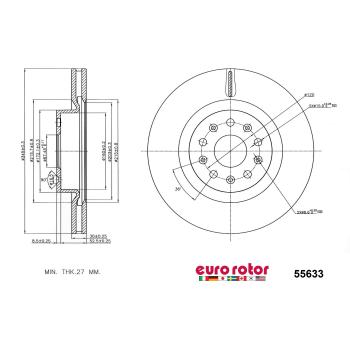 2015 Cadillac CTS Disc Brake Rotor Front Eurorotor 55633 image 1 of 1