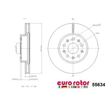 2015 Cadillac CTS Disc Brake Rotor Front Eurorotor 55634 image 1 of 1