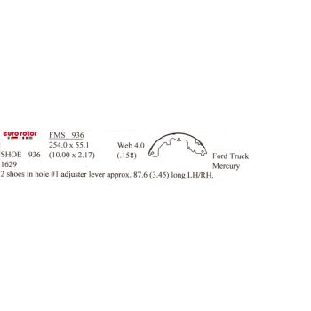 2008 Mercury Mariner Drum Brake Shoe Rear Eurorotor 936 image 1 of 1