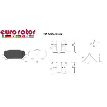 2012 Acura MDX Disc Brake Pad Rear Eurorotor F1D1585H image 1 of 1