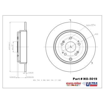 2008 Acura MDX Disc Brake Rotor Rear Eurorotor HO5019 image 1 of 1