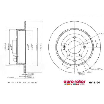 2021 Hyundai Tucson Disc Brake Rotor Rear Eurorotor HY3104 image 1 of 1