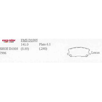 2007 Lexus RX400h Disc Brake Pad Front Eurorotor ID1005H image 1 of 1