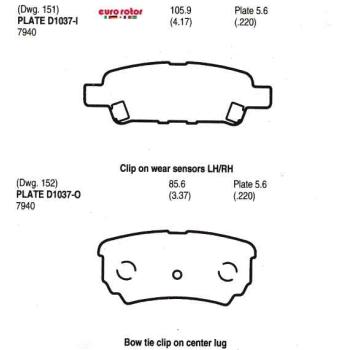 2006 Mitsubishi Outlander Disc Brake Pad Rear Eurorotor ID1037H image 1 of 1