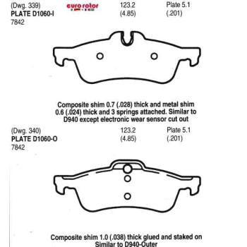 2008 Mini Cooper Disc Brake Pad Rear Eurorotor ID1060H image 1 of 1