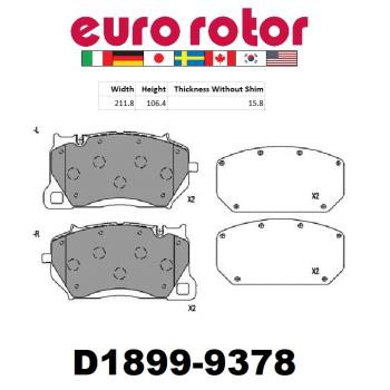 2022 Porsche Cayenne Disc Brake Pad Front Eurorotor ID1899 image 1 of 1