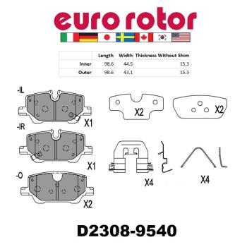 2023 Buick Encore GX Disc Brake Pad Rear Eurorotor ID2308H image 1 of 1