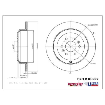 2010 Kia Borrego Disc Brake Rotor Rear Eurorotor KI962 image 1 of 1