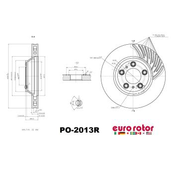 2022 Porsche Cayenne Disc Brake Rotor Front Right Eurorotor PO2013R image 1 of 1