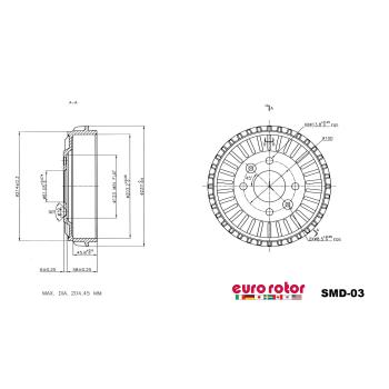 2016 Smart Fortwo Brake Drum Rear Eurorotor SMD03 image 1 of 1