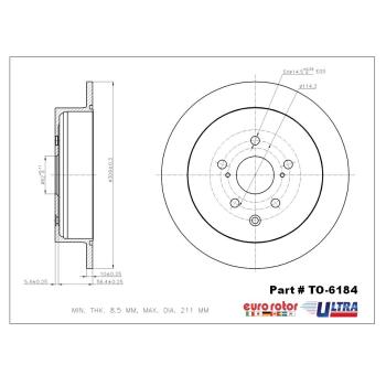 2011 Lexus RX450h Disc Brake Rotor Rear Eurorotor TO6184 image 1 of 1