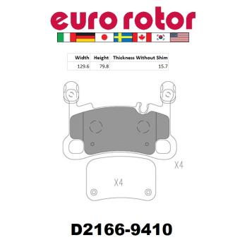 2022 Porsche Cayenne Disc Brake Pad Rear Eurorotor XD2166 image 1 of 1