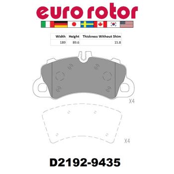 2022 Porsche Cayenne Disc Brake Pad Front Eurorotor XD2192 image 1 of 1