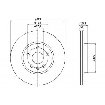 2013 Buick Regal Disc Brake Rotor Front Hella Pagid 355116041 image 1 of 1