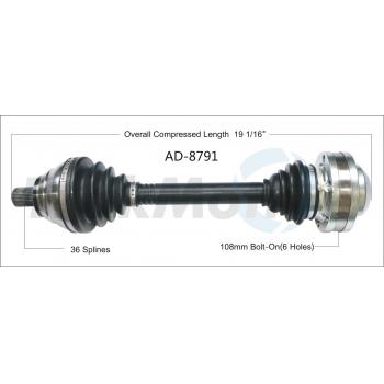 2013 Volkswagen Golf CV Axle Shaft Front Left TrakMotive AD8791 image 1 of 3