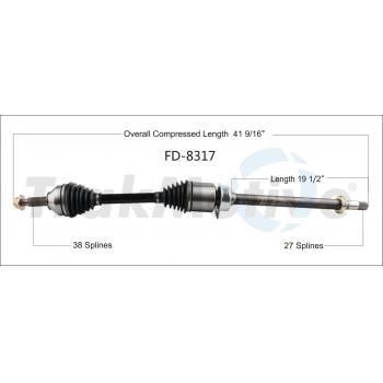 2014 Ford Taurus CV Axle Shaft Front Right TrakMotive FD8317 image 1 of 3