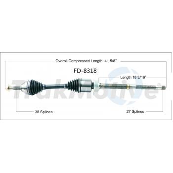 2014 Ford Taurus CV Axle Shaft Front Right TrakMotive FD8318 image 1 of 3