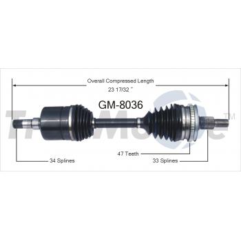 1993 Oldsmobile Cutlass Supreme CV Axle Shaft Front Right TrakMotive GM8036 image 1 of 3