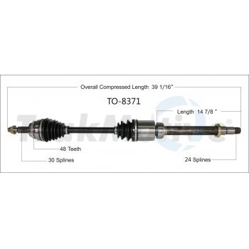 2013 Toyota Highlander CV Axle Shaft Front Right TrakMotive TO8371 image 1 of 3
