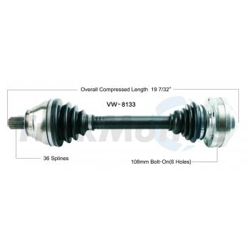 2013 Volkswagen Golf CV Axle Shaft Front Left TrakMotive VW8133 image 1 of 3