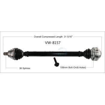 2013 Volkswagen Golf CV Axle Shaft Front Right TrakMotive VW8157 image 1 of 3