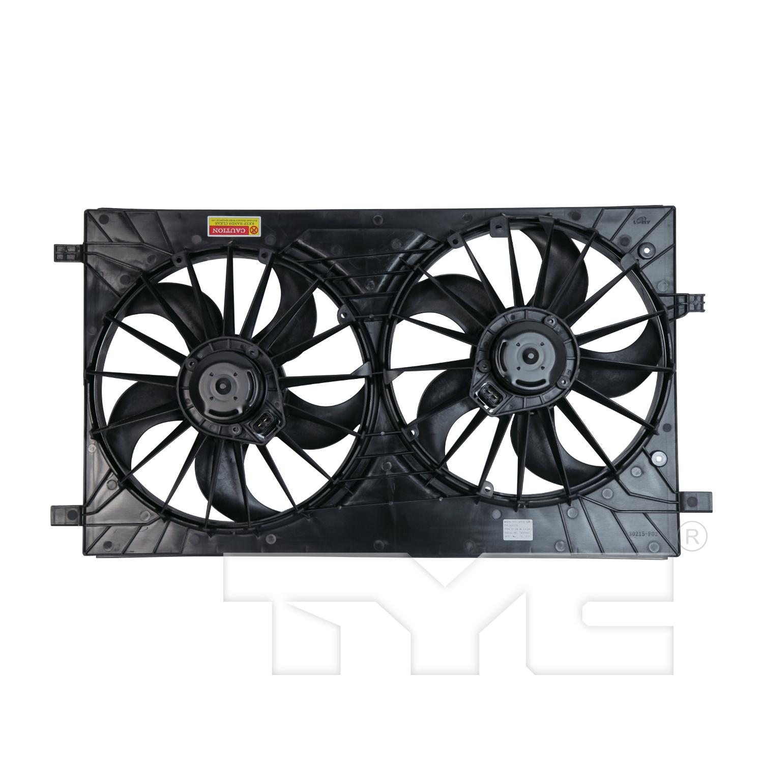 TYC 621570 Dual Radiator and Condenser Fan Assembly product image 2 of 3